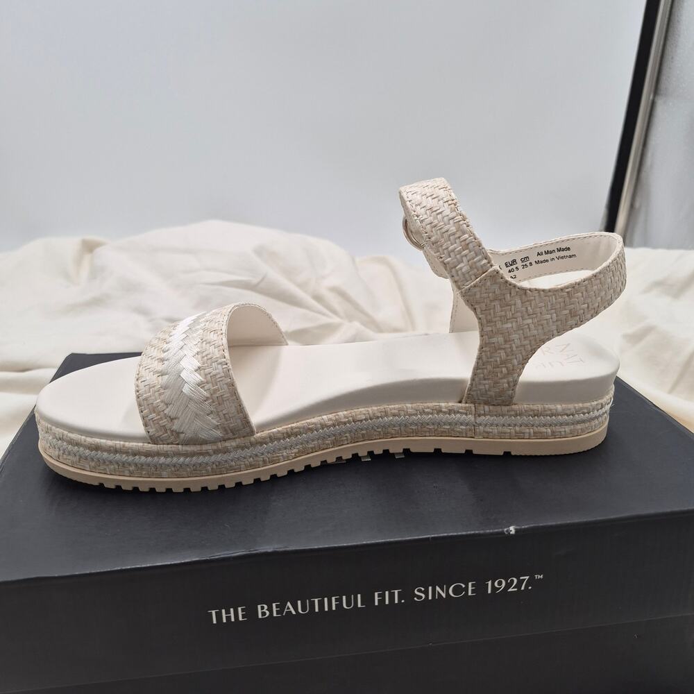 NEW Naturalizer Neila 2 espadrille platform sole wrapped raffia Sandal cream 9.5 - Picture 2 of 8